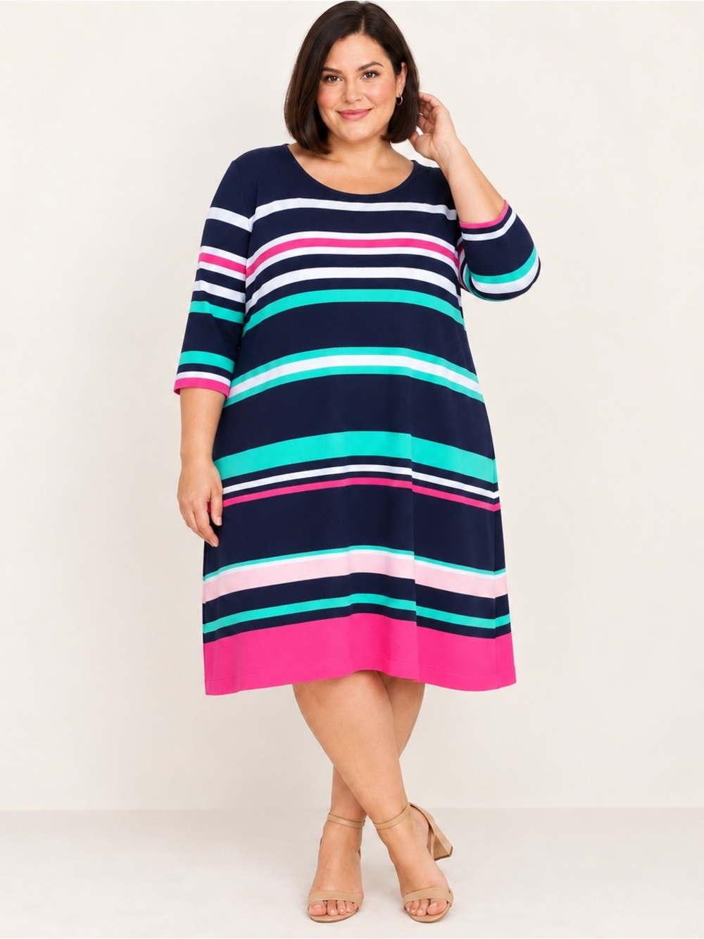 Crown & Ivy • Striped Swing Shift Dress • Preppy Coastal • Size 3X